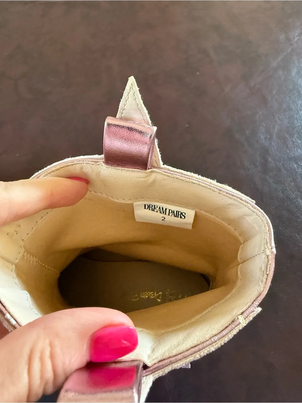 Dream Pairs Metallic Pink Kids Western Bootie